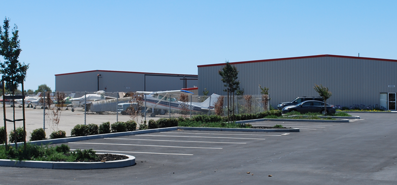 Hayward Hangars - View of Airplane Hangars and Parking
